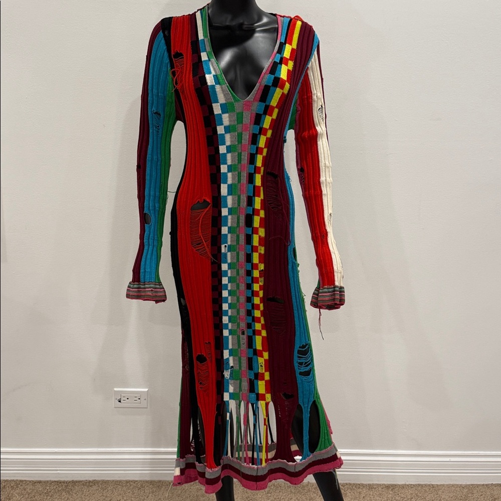 WANDA NYLON Paris Avant-Garde Archive Knit Dress Runway Editorial 100% Wool FR36